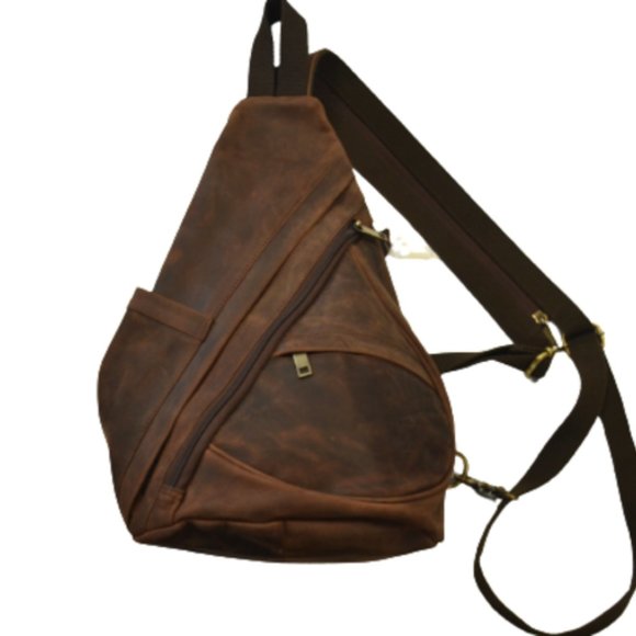 Manitoba Buffalo Leather Backpack/Sling Day Bag Unisex - Picture 4 of 5